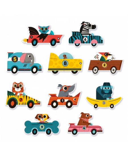 Topeltpusle väikelastele DJECO Sportautod, 20 osa