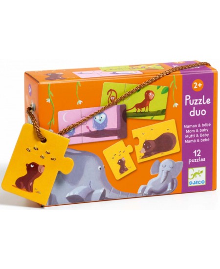 Topeltpusle väikelastele DJECO Emad ja pojad, 24 osa