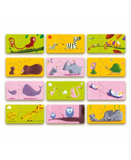 Topeltpusle väikelastele DJECO Emad ja pojad, 24 osa