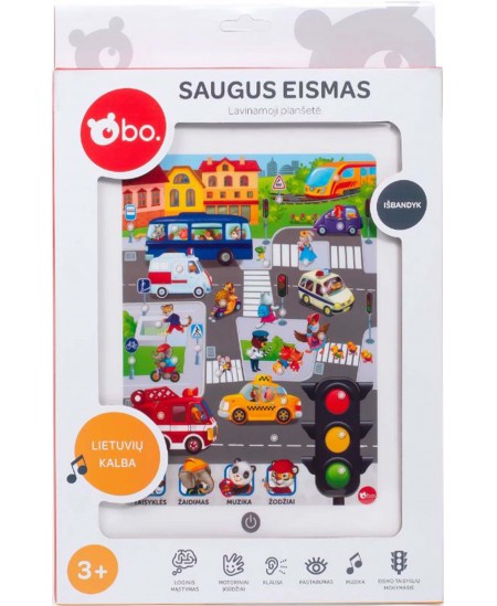 Arendav tahvelarvuti väikelastele BO. Ohutu liiklus, leedu keeles