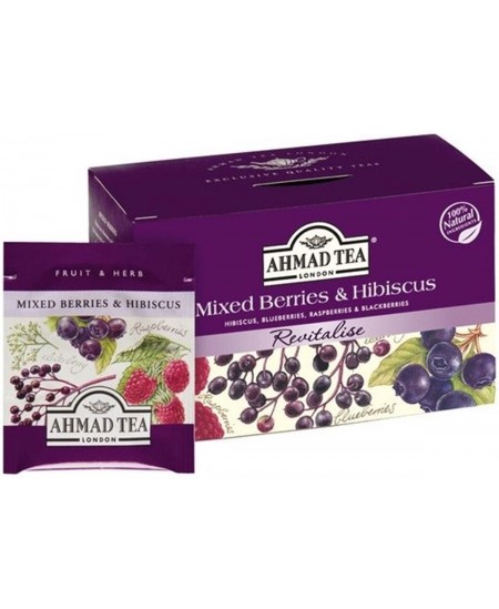 Puuviljatee AHMAD, erinevate marjade ja hibiskiga, 20 tk