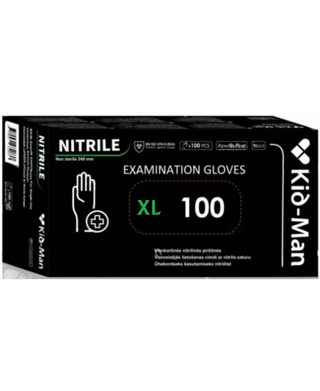 Ühekordsed nitriilkindad KID-MAN, XL-suurus, mustad, 100 tk