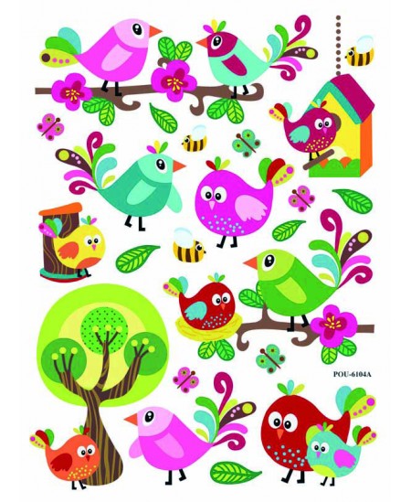 Geeljad 3D kleepsud GRAINE CREATIVE Linnukesed