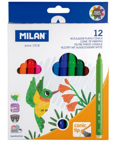 Viltpliiatsid MILAN CONIC, 12 värvi
