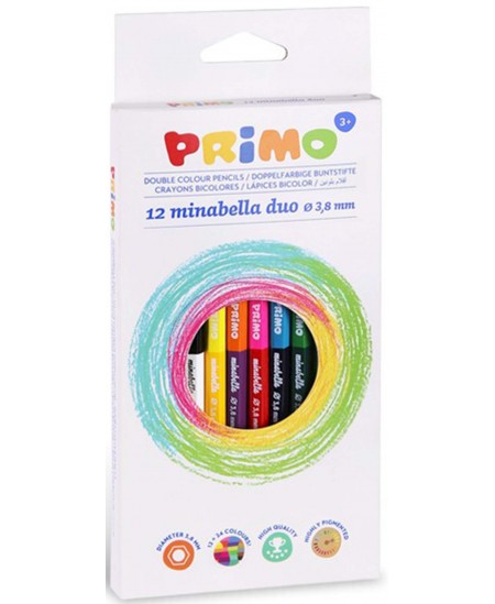 Värvipliiatsid PRIMO Minabella, kahepoolsed, 12 värvi