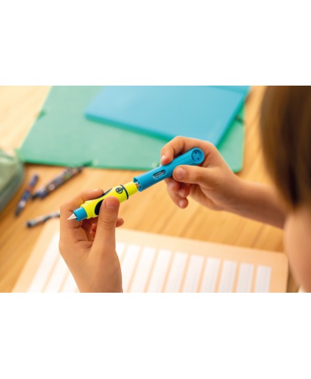 Täitesulepea PELIKAN Griffix‑4, paremakäelistele, Neon Fresh Blue, blister