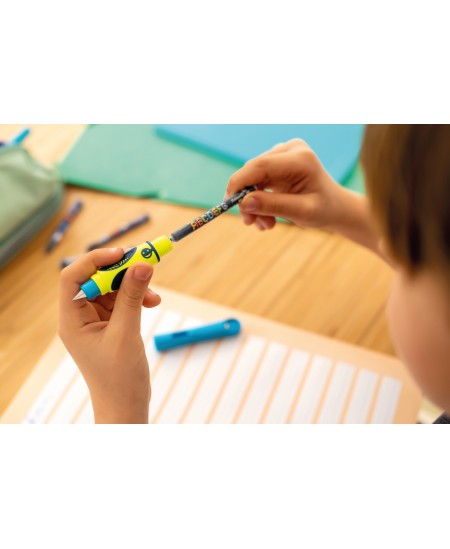 Täitesulepea PELIKAN Griffix‑4, paremakäelistele, Neon Fresh Blue, blister