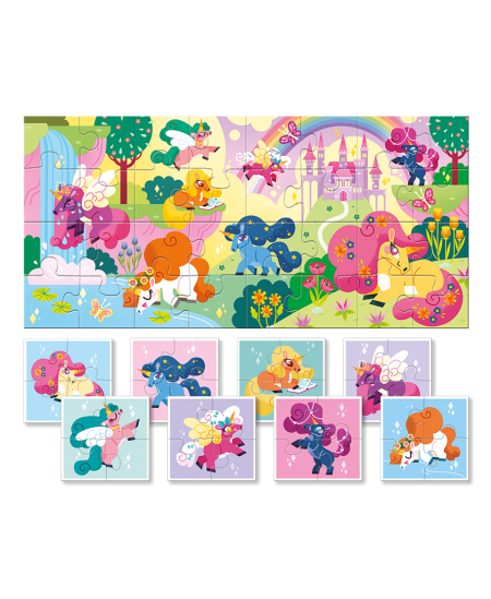 Kahepoolne pusle väikelastele LUDATTICA Ükssarvikud, 32 osa