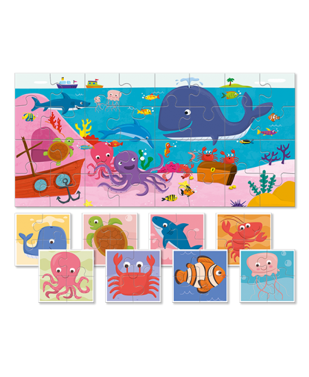 Kahepoolne pusle väikelastele LUDATTICA Meri, 32 osa