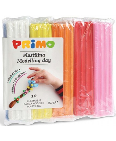 Plastiliin PRIMO, 10 värvi x 55 g