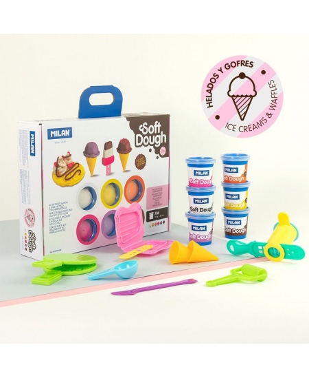 Voolimiskomplekt tarvikutega MILAN Jäätis ja vahvlid, 6 värvi