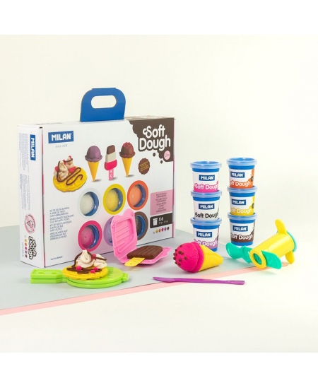 Voolimiskomplekt tarvikutega MILAN Jäätis ja vahvlid, 6 värvi