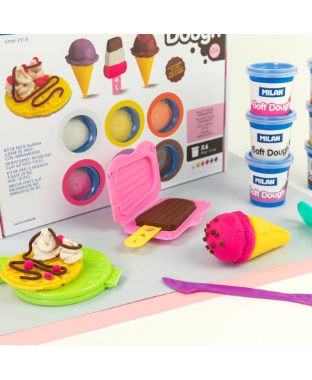 Voolimiskomplekt tarvikutega MILAN Jäätis ja vahvlid, 6 värvi