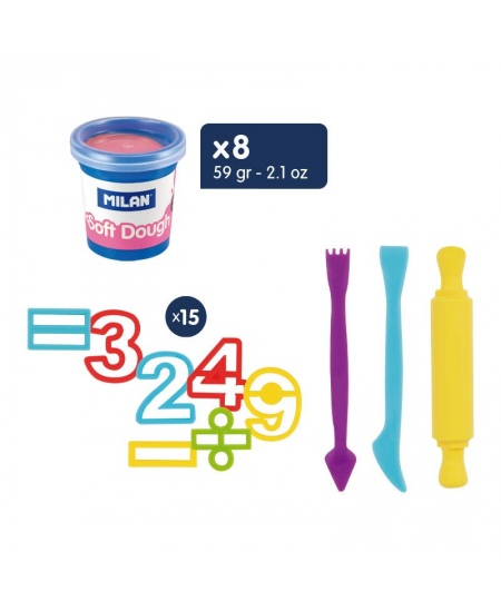 Voolimiskomplekt tarvikutega MILAN Palju numbreid, 8 värvi