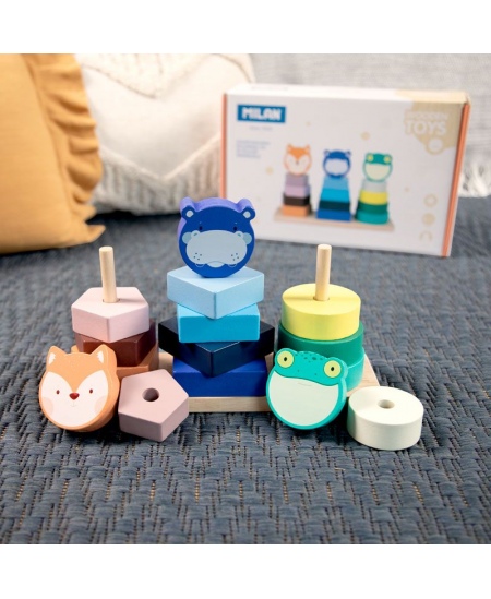 Puidust arendav mänguasi MILAN Loomade torn