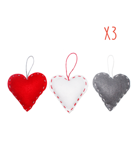 Õmbluskomplekt SODERTEX Südamekesed, 3 tk.