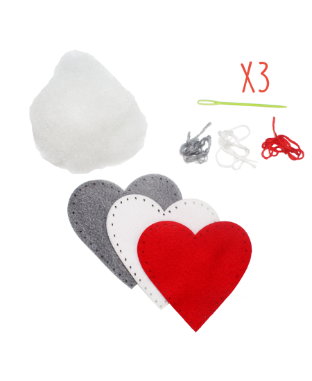 Õmbluskomplekt SODERTEX Südamekesed, 3 tk.