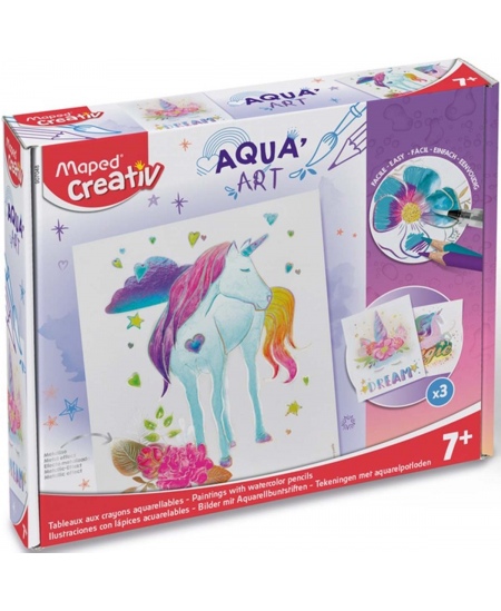 Plakati joonistamise komplekt MAPED Aqua Art Unicorns