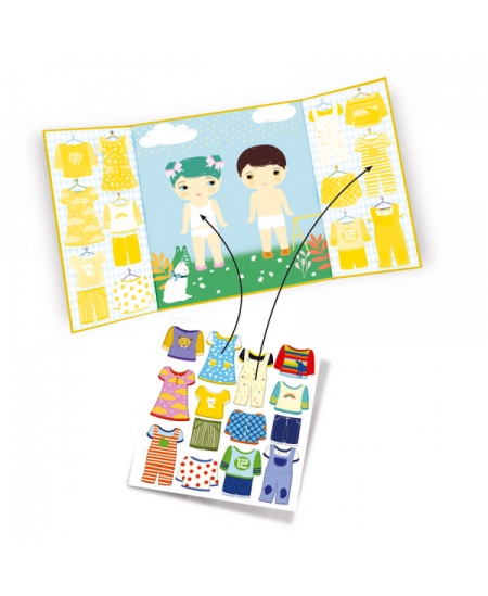 Korduvkasutatavate kleebiste komplekt alusega DJECO Riided