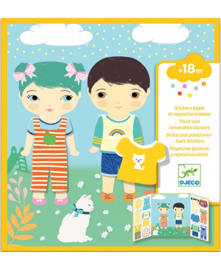 Korduvkasutatavate kleebiste komplekt alusega DJECO Riided