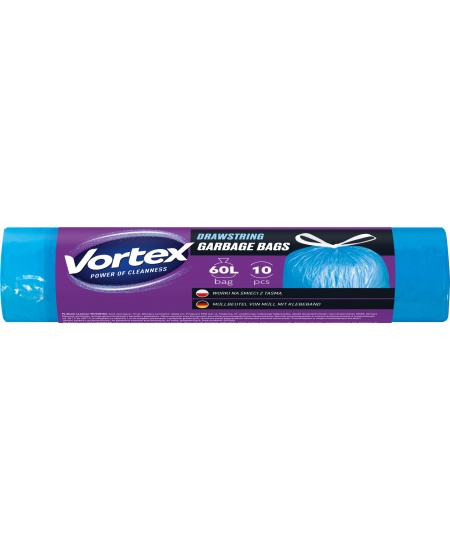 Prügikotid VORTEX, 60 l, 10 tk, paksus 15 μm, HDPE, sinised