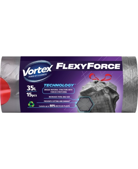 Prügikotid VORTEX, 35 l, 15 tk, paksus 25 μm, LDPE, hallid