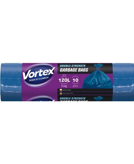 Prügikotid VORTEX kahekihilised, 120 l, 10 tk, paksus 35 μm, HDPE/LDPE, sinised