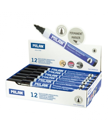 Püsiv marker MILAN, ümmargune ots, 4 mm, must