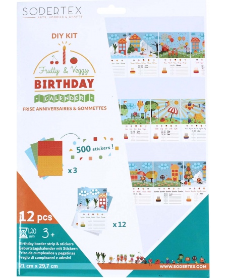 Sünnipäevakalender SODERTEX Puu- ja köögiviljad