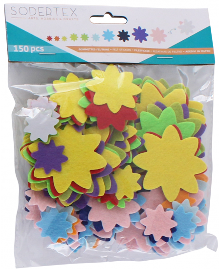 Vildist kleebised kaunistamiseks SODERTEX Lilled, erinevad värvid, 150 tk.