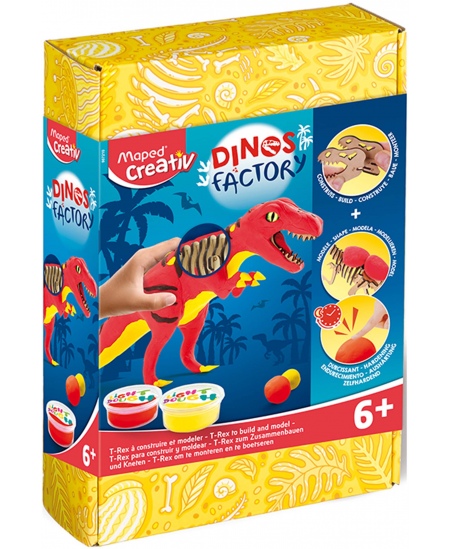 Puidust 3D-pusle Maped Creativ Dinos Factory T-Rex, voolimismassiga