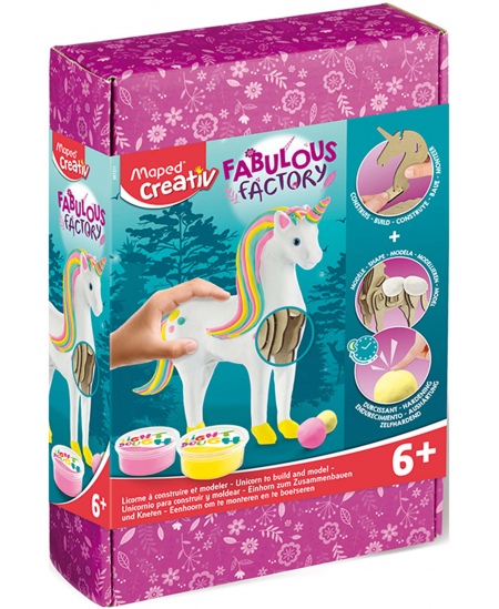 Puidust 3D-pusle Maped Creativ Fabulous Factory Unicorn, voolimismassiga