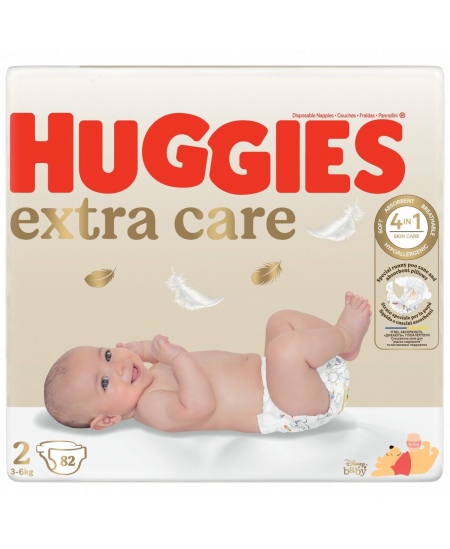 Mähkmed HUGGIES Extra Care Newborn, 2 suurus, 3-6 kg, 82 tk.
