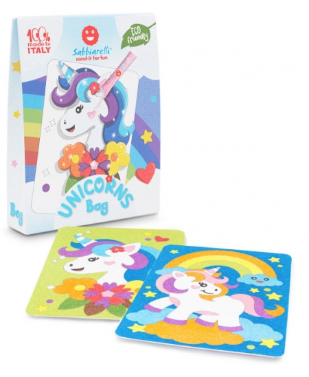 Liivajoonistamise komplekt kotis SABBIARELLI Ükssarvikud