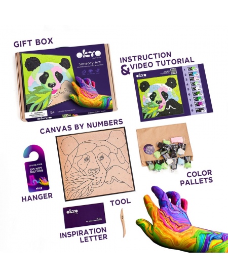 3D saviga värvimise komplekt OKTO Panda, 30x30 cm