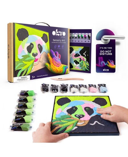 3D saviga värvimise komplekt OKTO Panda, 30x30 cm
