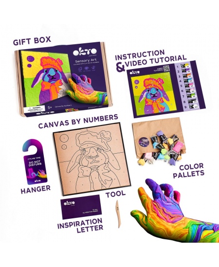 3D saviga värvimise komplekt OKTO Jänes, 30x30 cm