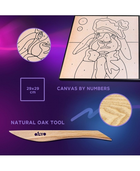 3D saviga värvimise komplekt OKTO Jänes, 30x30 cm