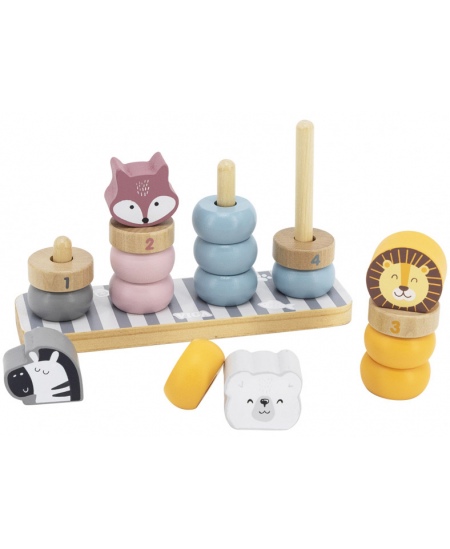 Puidust õpetlik püramiid numbritega VIGA PolarB Loomad