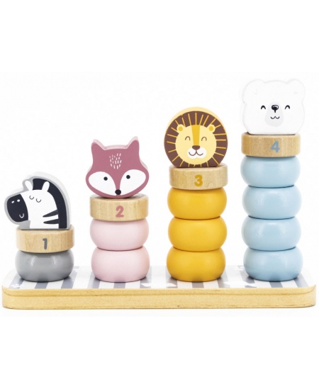 Puidust õpetlik püramiid numbritega VIGA PolarB Loomad