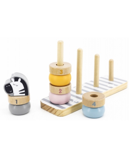 Puidust õpetlik püramiid numbritega VIGA PolarB Loomad