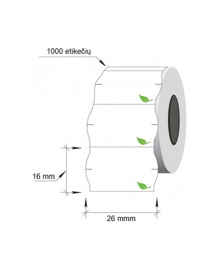 Iseliimuvad etiketid hinnapüstolile, 26x16 mm, nõrgalt kleepuv, laineline, 1000 etik., valge