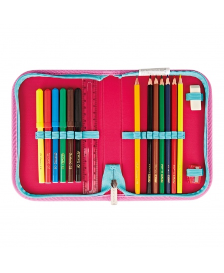 Seljakott koos tarvikutega HERLITZ SoftLight Plus Greenline Pink Bubbles