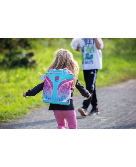 Seljakott koos tarvikutega HERLITZ SoftLight Plus Greenline Pink Bubbles