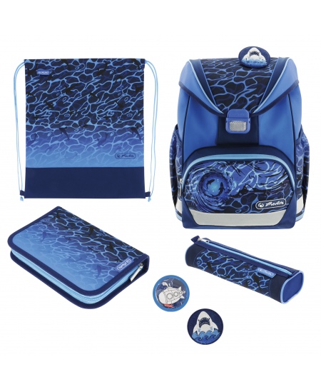 Seljakott koos tarvikutega HERLITZ UltraLight Plus Blue Shark