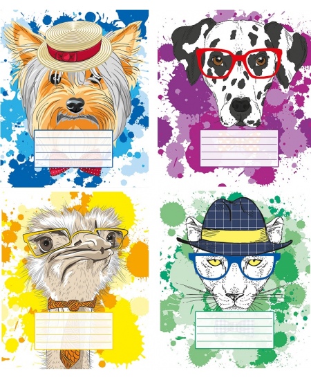 Ruuduline vihik NALJAKAD LOOMAD, 12 lehte, 80 gsm