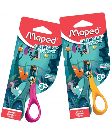 Käärid väikelastele blisterpakendis MAPED Jungle Fever Vivo, 12 cm, alates 2. eluaastast