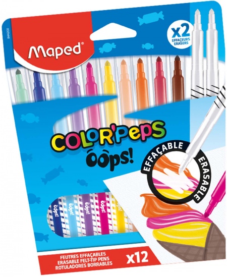 Kustutatavad viltpliiatsid MAPED Color Peps Oops!, 10+2 tk