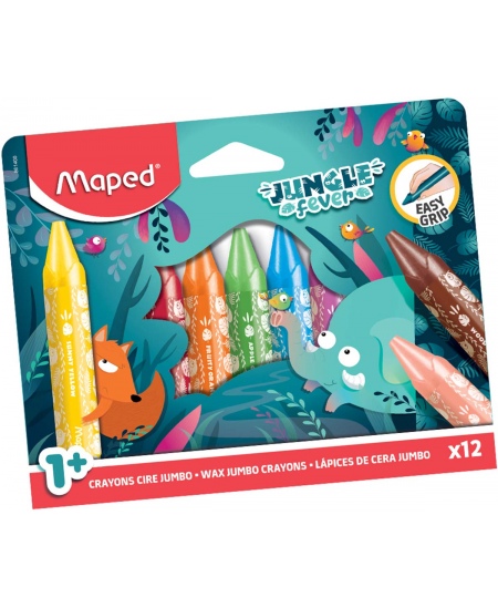 Paksud vahakriidid MAPED Jungle Fever Jumbo, 12 tk
