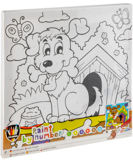 Värvimise komplekt numbrite järgi GRAFIX kutsikas, lõuend, 30x30 cm